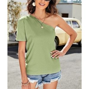 New Without Tag - Evia Olive Green Asymmetrical Top Women Size S